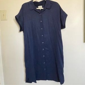 Fat Face UK Tunic Shirt Dress Short Dolman Sleeve Size 12 in Navy Blue